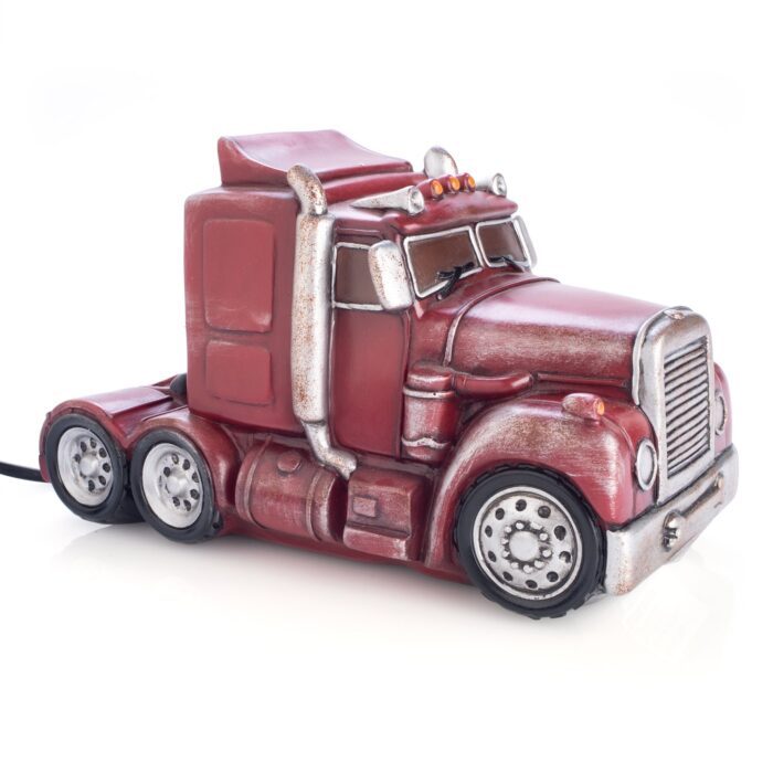 Red Metal Look Truck Table Lamp