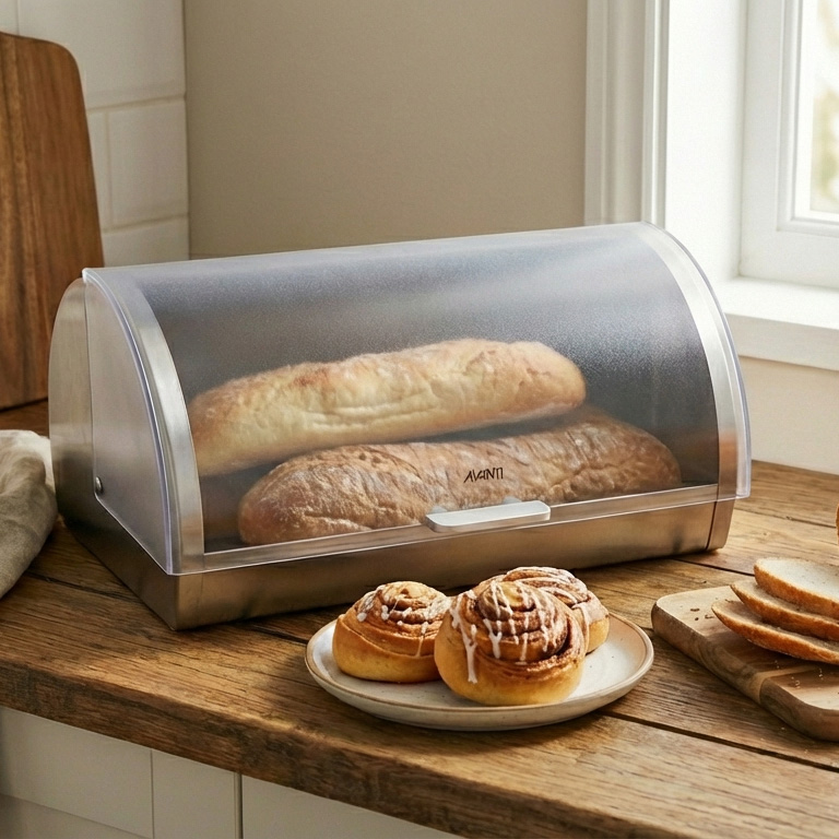 Frosted Roll Top Bread Bin
