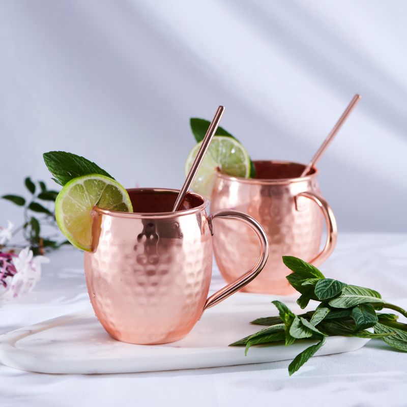 Copper Hammered Moscow Mule Mugs Set of 2