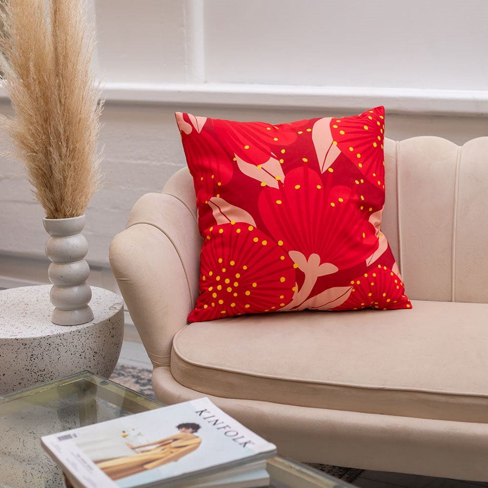 Bright Red Pohutukawa Cushion Cover - Image 2
