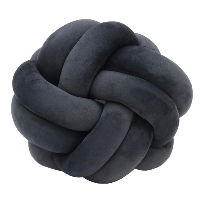 Velvet Knot Cushion - Grey