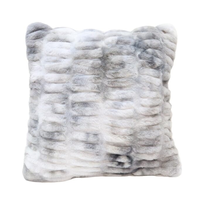 Faux Fur Ribbed Cushion 45x45cm - Grey