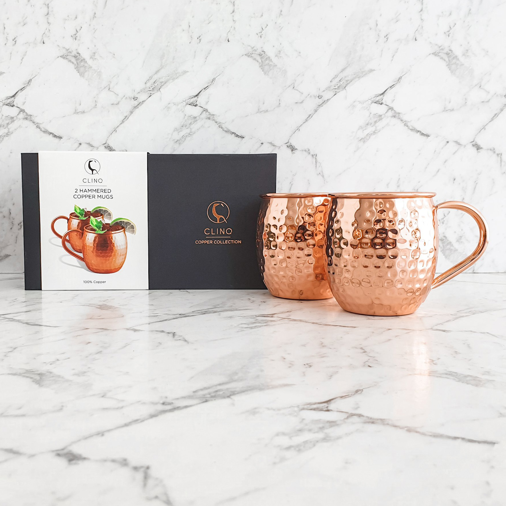 Copper Hammered Moscow Mule Mugs Set of 2