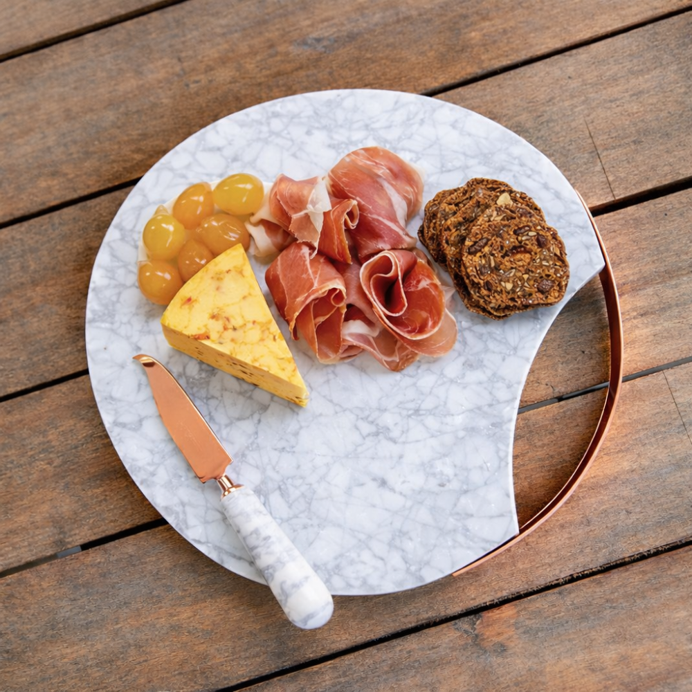 Marble & Copper Handle Cheese Board