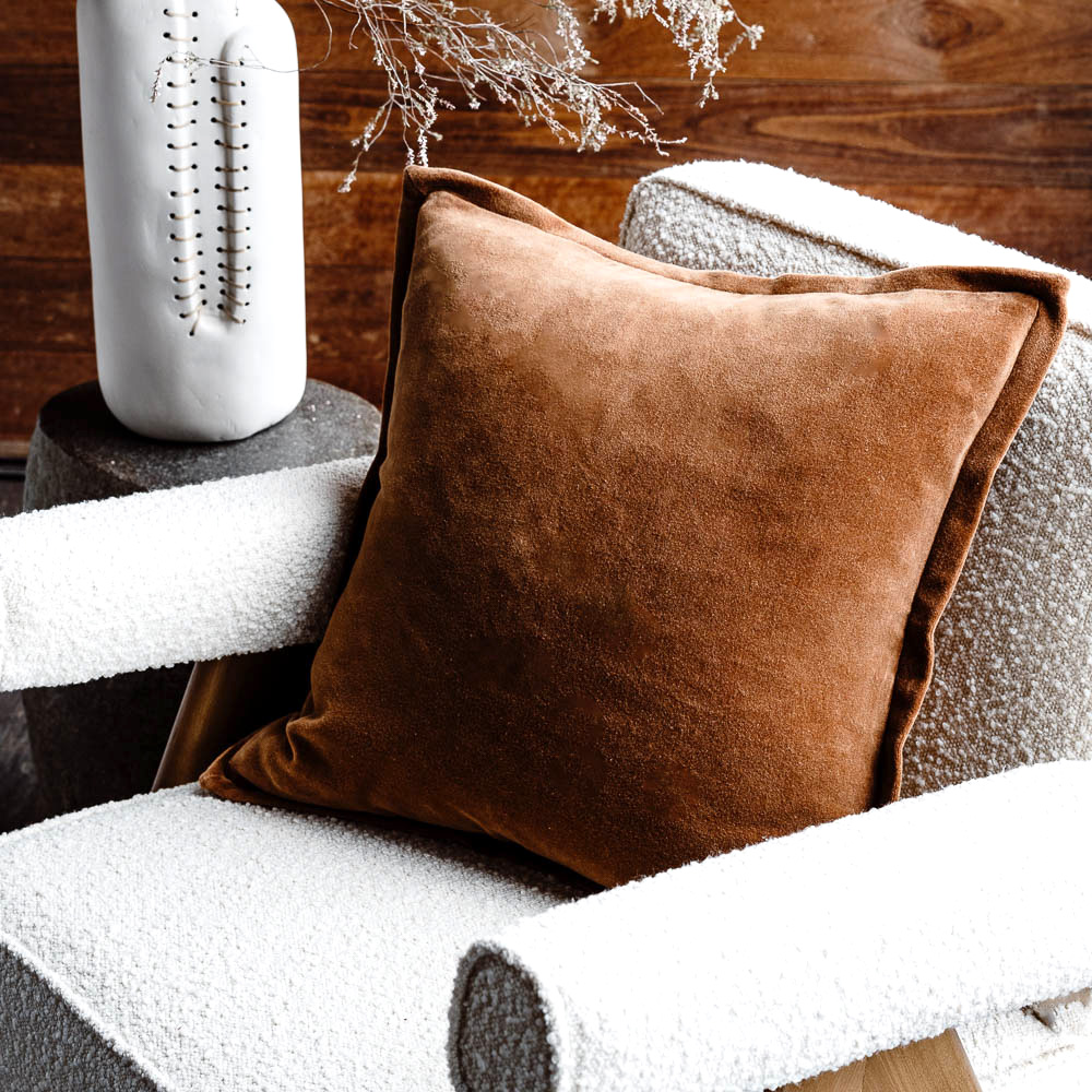 Evelyn Velvet Cushion - Nutmeg