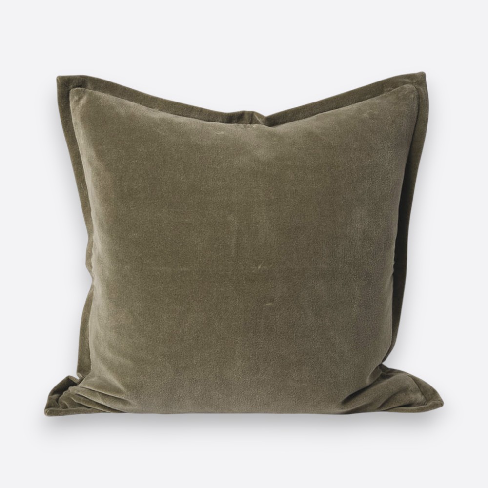 Evelyn Velvet Cushion - Olive